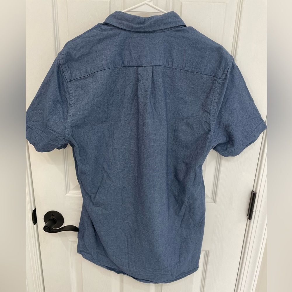 Goodthreads 100% Cotton Blue Short Sleeve Slim Button Down Shirt Men’s Size M - Picture 2 of 6